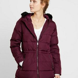 GAP + Vibrant Colored Puffer Jacket in plum